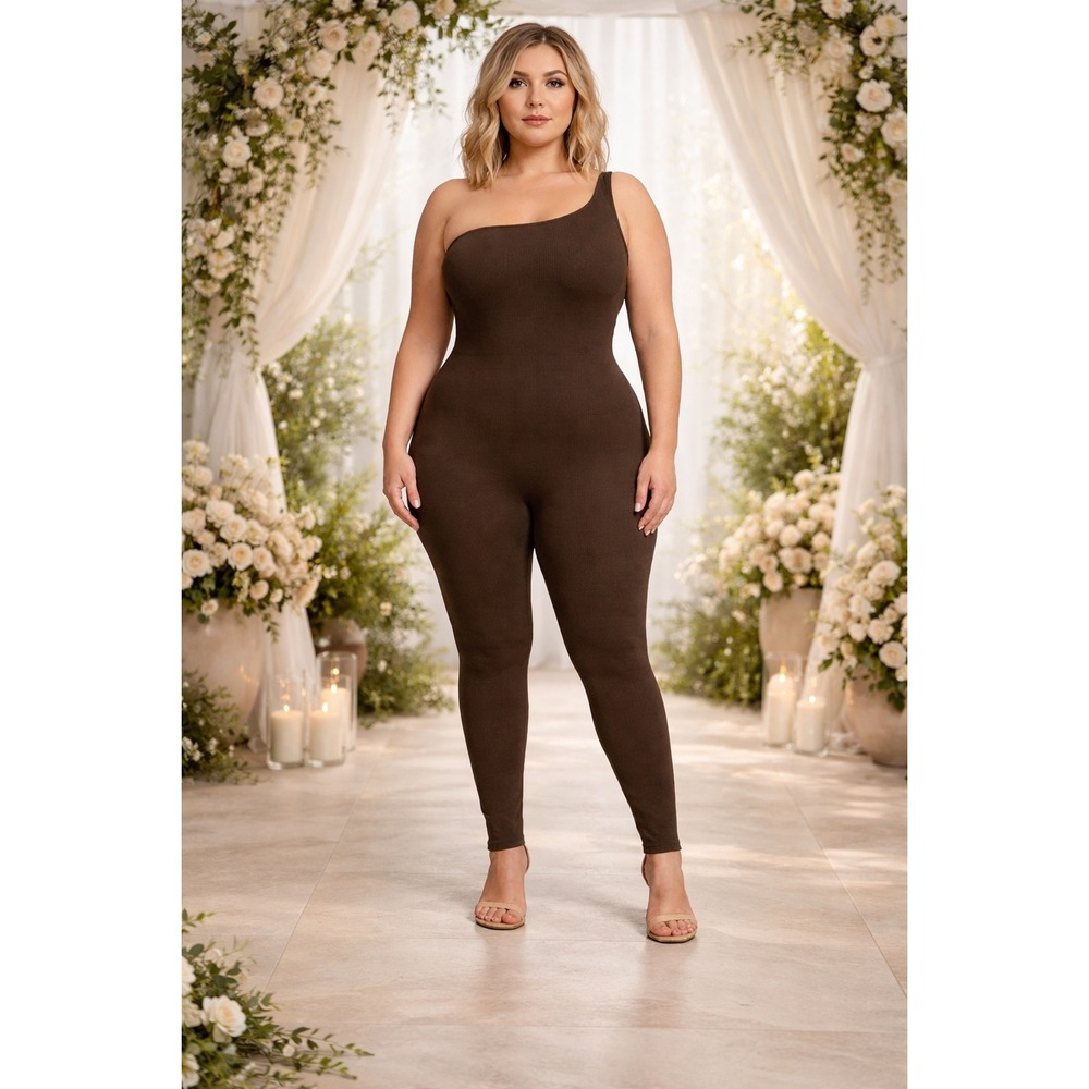 SKIMS All-In-One‎ One Shoulder Jumpsuit Cocoa 3X